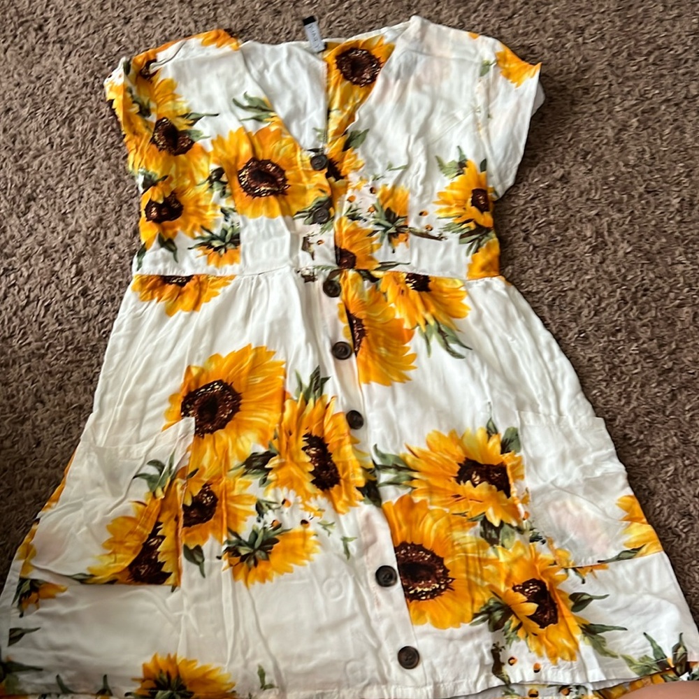 White sunflower dress